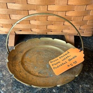 Vintage Brass Chinese Engraved Plate